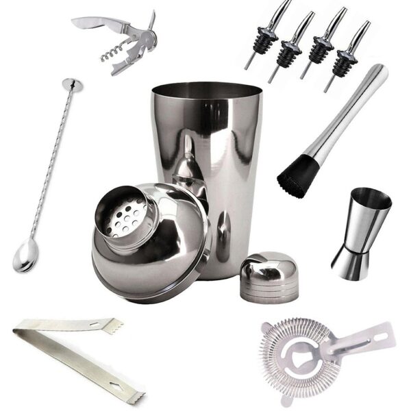 Kit Barman Profissional Coqueteleira 500ml 11 Peças Inox Caipirinha Drinks - Imagem 6