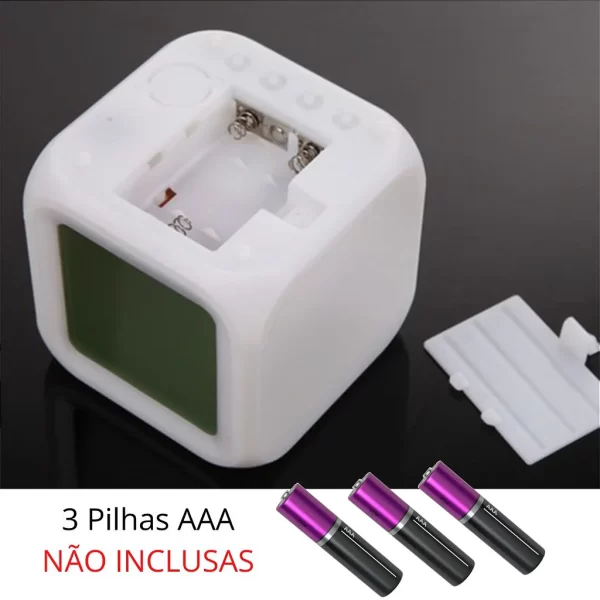 Relógio Cubo Digital Led Colorido Alarme Despertador - Imagem 6