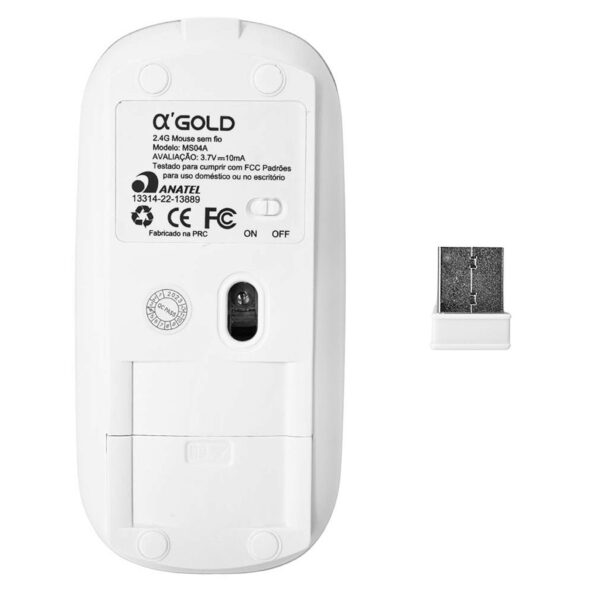 Mouse Sem Fio 2.4GHZ Recarregável USB Ergonômico Wireless AGold - Imagem 8